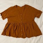 Button Down Peplum Top Orange Photo 0