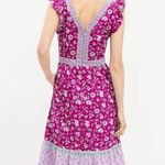 Loft  Women's Border Ruffle Floral V-Neck Sleeveless Midi Dress Size 10 Photo 4