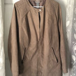 Catherines  Full Zip up utility Jacket Womens plus sz 3X Faux Leather Suede Mock Photo 0