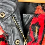 Nicole Miller Collection Designer Animal Print Faux Fur Jacket Leather Trim Photo 14