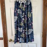 Floral Wide Leg Pants Elastic Waist Drawstring Comfy Loungewear Set 2 pc Size M Blue Size L Photo 8