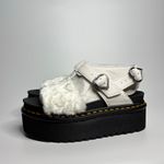 Dr. Martens Voss Heart Fluffy Faux Fur Platform Sandals in White Milled Nappa Photo 1