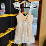 Lulus  Twirl the Night Away Embroidered Lace Mini Skater Dress Cream Size Medium Photo 9