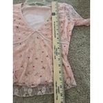 Thirty Thirty Pink Floral Rose Lace Top Mesh Sleeve Bow Detail Coquette Size S Photo 7