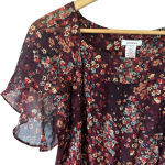Sundance Dress Midi 100% Silk Floral Burgundy Tulip Sleeve Romantic Boho Size S Photo 4