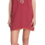 Johnny Was Alise Embroidered V-Neck Mini Dress in Red Size XS Photo 0
