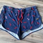 Jane & Bleecker  Blue and Red Athletic Shorts with Lobster Print Photo 0