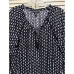 Tribal Blouse Size L Black/White/Gold Round/Tie Tassel Neck Long‎ Sleeve Crochet Black Size L Photo 1