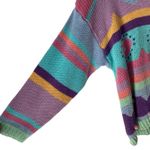 Reference Point  Vintage Mock Neck Stripe Heart Pom Pom Sweater size large cotton Photo 4