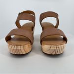 Nisolo All Day Open Toe Clog size 8 in Almond Leather Wood Bohemian Boho Heeled Tan Photo 2