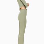 Aritzia Wilfred Candace Pants S Regular Sage Green Kick Flare Rib Knit Photo 5