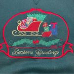 Bike Vintage Embroidered Christmas Crewneck Sweatshirt. Size: Large. Dark Green. Green Photo 2