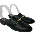 Michael Kors Black Leather Nadia Flat Mules loafers 10 slip on Photo 0