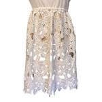 Judith March White Crochet/Lace Dress Tan Lining Large 466D-1 Photo 6