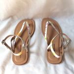 Lucky Brand Strappy Flat Sandal Bylee White Floral Slingback Sz 8.5 Photo 2