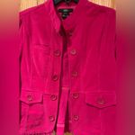 Anthropologie Luii Pink Corduroy Ruffle Button Front‎ Pockets Jacket Size Small Photo 1