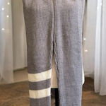Calvin Klein Grey & White Cream Knit Scarf - Striped Design Photo 0