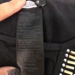 Bebe  Stretchy LS Bodysuit Black Gold silver studs Size M/L Stretch‎ Photo 6