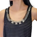 Free People Free People Aztec Louie Split Back Beaded Tank Women's Large Black Boho Dainty Photo 2