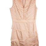 Antonio Melani  Sz 8 Dress Shift Peach Orange Pleated Lined V Neck Sleeveless 713 Photo 0