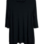 Eileen Fisher  Jersey Knit Tunic‎ Top 3/4 Sleeve Stretchy Black Sharkbite Hem PM Photo 0