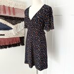 Madewell Cross Front Floral Short Sleeve Mini Dress Navy Blue/Multi Size 4 Photo 2
