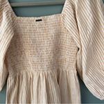 Billabong  Puff Sleeve Tan Stripped Dress Size Large Photo 6