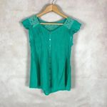 MINE Green Lace Back Babydoll Top Size Medium Photo 3