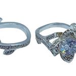 NEW flower fashion ring w/leaf wedding band set 7 Photo 0