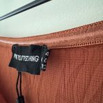 Pretty Little Thing NWOT Ruse Brown Bow Tie Front Wide Leg Jumpsuit Strapless Photo 5