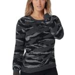Barefoot Dreams CozyChic Seaside Sweater Crew Pullover Camo Black Gray Medium Photo 0
