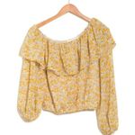 ASTR 💕 THE LABEL💕 Ruffle One Shoulder Top ~ Yellow Floral Print Small S NWT Photo 3