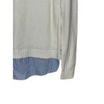 Talbots Women's Sweatshirt Crewneck Ribbed Knit Striped Faux Layer Ivory Large Photo 1