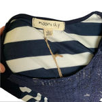 Moon & Sky Blue and White Striped Top Lace Inset Sleeveless Top Brand New Blue Size L Photo 9