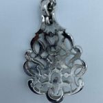 Trifari crown  necklace Silver Tone Open work Medallion Pendant 20” VTG Photo 4