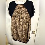 Umgee  Black Top with Leopard Print Accent Photo 1