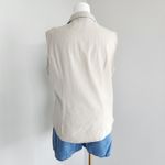 American Vintage 90s Classic Elements Tan White Plaid Sleeveless Flannel Shirt Button Down L Photo 4