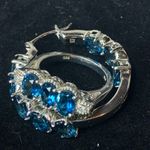Blue Spinel Hoop Earrings & Ring Set Sz 8 Electroplated Rhodium Sterling Silver Photo 9