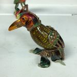 PARAKEET BEJEWELED TRINKET BOX WITH‎ AUSTRIAN CRYSTALS & figurine w/ glass body Gold Photo 2