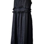 Madewell Black Dress Metallic Shimmer Ruffle Cami Sleeveless Ruffles 14 EUC Photo 13