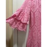 Boston Proper  Eyelet Tiered Sleeve Tunic Dress Scalloped Begonia Pink Size XS Photo 5