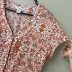 Rachel Zoe Linen Floral Print Pink Orange White Button-Up Shirt Sz M Photo 1