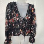 Nasty Gal  Black Floral Sheer Top Size 4 EUC Photo 2