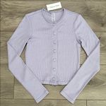Outdoor Voices Cozy Rib Cropped Cardigan Earl Gray Lavender Size Small Photo 1