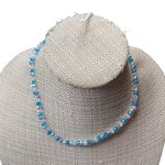 Beaded Necklace with Blue and Clear Satin Glass Beads Photo 3