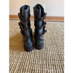 Free People Leather Moto Boots Teal Blue Green Buckle Mid Calf Size 10 Photo 3