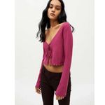 Urban Outfitters NWOT  Women's Pink Uo Leila Ribbed Tie-front Top Photo 1