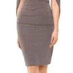 Betsy and Adam AURORA" METALLIC KNIT DRAPE Taupe/Silver DRESS Photo 4