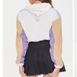 Forever 21 NWT  Color Block Cropped Hoodie Sweatshirt Cream Tan Lavender Neutrals Photo 2