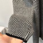 None Chic Black and White Herringbone Coat Jacket 3 Buttons Mock Neck Collar Size L Photo 4